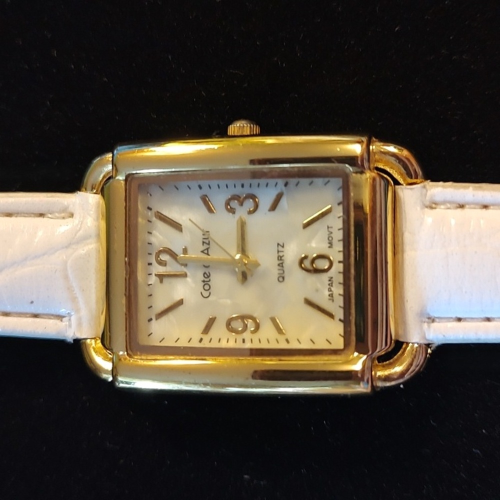 Cote d' Azur Gold and White Quartz Watch